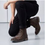 Men's Vintage Combat Boots Lace-Up Cap Toe Ankle Booties with Pull Tab Non-Slip Sole - Image 10