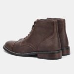 CAPTAIN ANKLE BOOTS Men's Vintage Combat Boots Lace-Up Cap Toe Ankle BOOTS - Image 3
