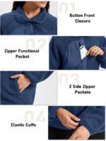 TACVASEN Fuzzy Button Down Sherpa Fleece Jacket Women's Winter Warm Coat Casual Outwear Jacket with Pockets Streetwear Outwear - Image 5