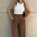 Elegant Women Pants Casual High Waisted Straight Pants Korean Fashion Solid Color Trousers Office Lady Baggy Pants Pantalones - Image 2