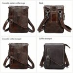Flap‑over Business Men Crossbody Shoulder Bag, Crocodile Texture First Layer Cowhide Genuine Leather Messenger Bag for Office & Daily Commute - Image 4