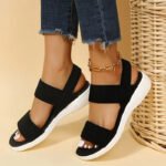 Women's Knit Elastic Cloth Wedge Sandals Slip On Lightweight Walking Sandals Women Plus Size Comfortable Summer Shoes Woman 2024 - Image 5