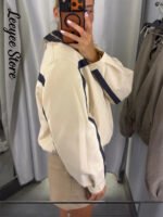 Women's Jackets Beige Black Zip Collar Crop Jacket Lapel Loose Streetwear Spring Autumn Chic Sports Outfits Short Coats 2026 New - Image 6