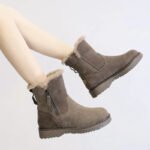 European and American Minimalist Short Boots 2023 Winter New Product Plush Warm Snow Boots Women's Flat Bottomed Short Boots - Image 2