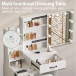Modern White Dressing Table Stool Set with 3-Color Adjustable LED Light Mirror 4 Drawers For Bedroom Living Room Vanity Table - Image 3