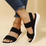 Women's Knit Elastic Cloth Wedge Sandals Slip On Lightweight Walking Sandals Women Plus Size Comfortable Summer Shoes Woman 2024 - Image 4
