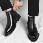 Autumn And Winter Fashionable Men's Leather Casual Ankle Boot Classic Business Formal Boots Comfortable And Anti-Slip Flat Boots - Image 4