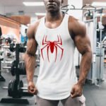 Gym Bodybuilding Summer Absorb Sweat Shirts Mesh Breathable Quick Dry Sleeveless Vests Mens Workout Fitness Red Spider Tank Tops