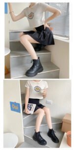 Plus Size 42 43 Women Motorcycle Ankle Boots Wedges Female Lace Up Platforms Black Leather Oxford Shoes Woman 2022 Botas Mujer - Image 6