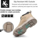 Men's & Women's Brown High-top PU Water Repellent Lightweight Anti-smash Anti-puncture Comfortable Wear Resistant Industrial Construction Work Safety Boots - Image 4
