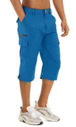 Men's Cargo Work Shorts Quick Dry 3/4 Length Capri Pants Multi-pockets Knee Length Trousers Summer Board Beach Shorts - Image 20