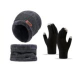 Men's windproof hat, outdoor winter scarf, gloves, three-piece neckline, one plus cashmere insulated knit hat Official Website - Image 6