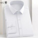 Men's Business Casual Long Sleeve Shirt Solid Color Wrinkle Resistant Comfortable All-Season Versatile Top - Image 3