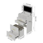 3-in-1 Vanity Desk with LED Mirror & Power Outlet 23.6" Flip-Up Dressing Table with Charging Station 3 Drawers Glass Top for Bedroom - Image 3