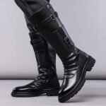 Men's Autumn Winter Vintage Outdoor Long Boots British Style Work Boots High Top Men's Leather Boots-1307 - Image 4