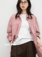 CHIC VEN Fashion Women Shirt Loose Casual Pink Long Sleeve Vintage Cotton Female Blouses Spring Summer 2026 Woman Jacket - Image 2