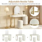 Luxury Makeup Vanity Desk with 3-Color LED Mirror and Stool, Adjustable Length Vanity Table with Movable Side Cabinet - Image 5