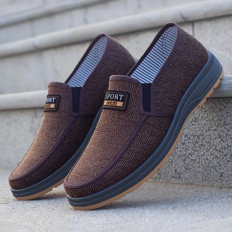 Secb063552ccb4626baff091d6441ccfav.jpg Men Canvas Slip On Shoes Breathable Non Slip Casual Walking Elderly Father Cloth Footwear - Image 1