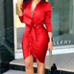 Women Sexy Deep V Neck Mini Dresses Ladies Long Sleeve Party Club Bodycon Dress