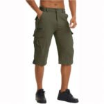 Men's Cargo Work Shorts Quick Dry 3/4 Length Capri Pants Multi-pockets Knee Length Trousers Summer Board Beach Shorts - Image 12