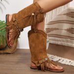 Flip Flops Sandals Fringes Thong Flats Shoes For Women Suede Tassels Womens Retro Casual Tassel Sandals - Image 5