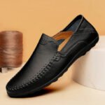 CLOHOO Men's Business Casual Shoes Leather Stitching Comfortable Breathable Rubber Bottom Second Layer Cowhide - Image 4