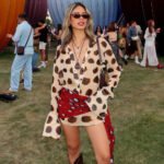 Coachella Style Polka Dot Two Piece Outfit, Sheer Flare Sleeve Shirt & Wrap Skirt, Casual Vacation Set For Women - Image 2