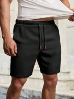 HIMLAND Men's Solid Color Drawstring Waist Casual Shorts, Versatile, Vacation, Father's Day Gifts, Football - Image 2