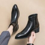 Western Boots for Men Cowboy Black Zipper Brown Ankle Boots Business Handmade Size 38-46 Mens Boots 2025 new - Image 4