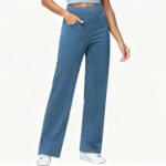 THE GYM PEOPLE Women's Wide Leg Jeans High Waisted Pull on Stretchy Baggy Basic Straight Denim Pants with Pockets