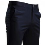 Men's Suit Pants Stretch Smart Casual Trousers Pocket Solid Color Straight Wearable Full Length Home Work Black Dress Pants - Image 4