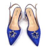 Venus Chan Royal Blue Sandals for Women 2024 Luxury Wedding Pumps Med Heels Rhinestone Design Party Shoes and Bags Set - Image 3