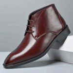 Men's Pointed Toe Ankle Boots Lace‑Up Leather Business Formal Dress Shoes Male High Top Footwear Man Chelsea Boots Comfy Botas - Image 8