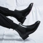 Chelsea Boots for Men Red Sole Pu Ankle Business Round Toe Slip-On Mens Boots Free Shipping Size 38-46 Men Shoes - Image 22