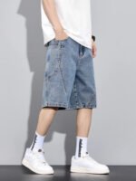 Men's Summer Denim Cargo Shorts Big Size 8XL 7XL 6XL Elastic Waist Straight Baggy Jeans Shorts - Image 2