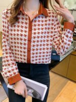 New Fashion Women Blouses Fashion elegant ladies printed shirts Long Sleeve Tops Blusas Mujer - Image 2