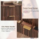Fluted 48 Inch Makeup Vanity Desk 36 Inch Lighted Mirror Dark Walnut Smart LED Visible Glass Top 5 Drawers Adjustable Storage Sh - Image 6