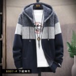 Autumn Winter Cardigan Sweater Men Fleece Zipper Sweaters Velvet Contrast Striped Sweater Coats Casual Jackets - Image 4