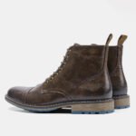 Men's Vintage Combat Boots Lace-Up Cap Toe Ankle Booties with Pull Tab Non-Slip Sole - Image 2