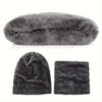 5pcs/set Winter Warmth Combination - Cold Resistant Knitted Hat+Velvet Neck+Thick Gloves+Plush Earmuffs+Snow Socks - Image 3