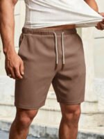 HIMLAND Men's Solid Color Drawstring Waist Casual Shorts, Versatile, Vacation, Father's Day Gifts, Football - Image 8