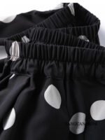 Modern Large Polka Dot 100% Natural Mulberry Silk Crepe De Chine Elastic Waist Women's Fashionable Cropped Lantern Pants - Image 3
