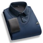 Men's Fleece Lined Sweater Polo Collar Pullover Tops Fake Two Piece Fashion Business Causal Pullovers Thick Winter Clothes - Image 6