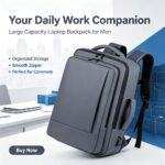 Expandable Men's Business Backpack with Multi-functional Layered Storage, Water-proof & Scratch-resistant Fabric, Separate Laptop Compartment, Convenient USB Charging Design, Perfect for Office Work, Short-distance Business T - Image 5