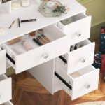 Teousev 7 Drawers Vanity Dressing Table with 10 Dimmable LED Lights, Large HD Mirror Modern Makeup Desk with Ample Storage - Image 5