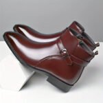 Mens Buckle Strap Ankle Boots Pointed Toe Leather Formal Chelsea Boots Man Business Dress Short Botas for Men High Top Footwear - Image 2