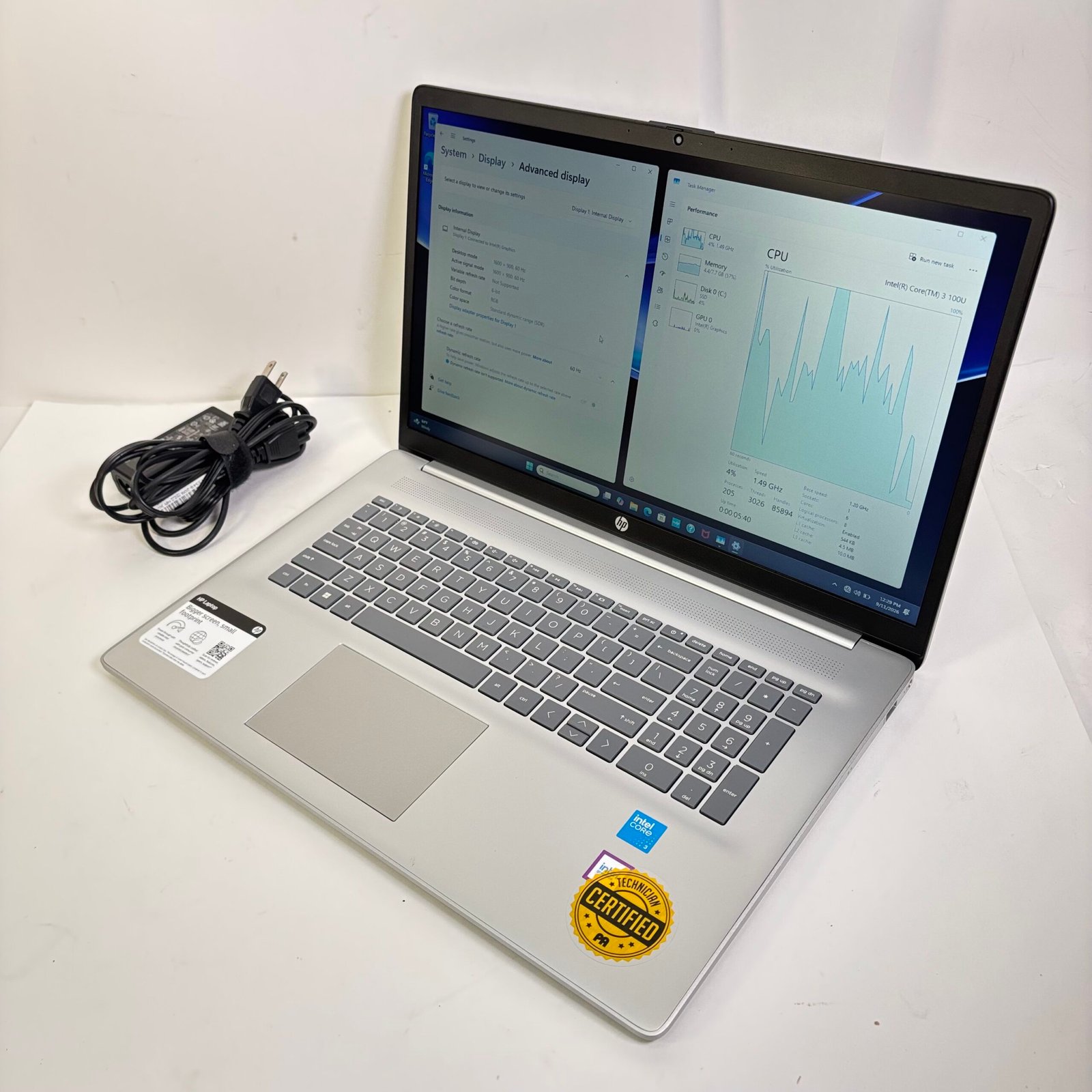 a7234e47-17c7-4ef7-859a-a0f0f75cbbc7.jpg HP Laptop 17-cn4010nr Intel Core 3 100U 1.2GHz 8GB RAM 256GB SSD 17.3'' - Image 1