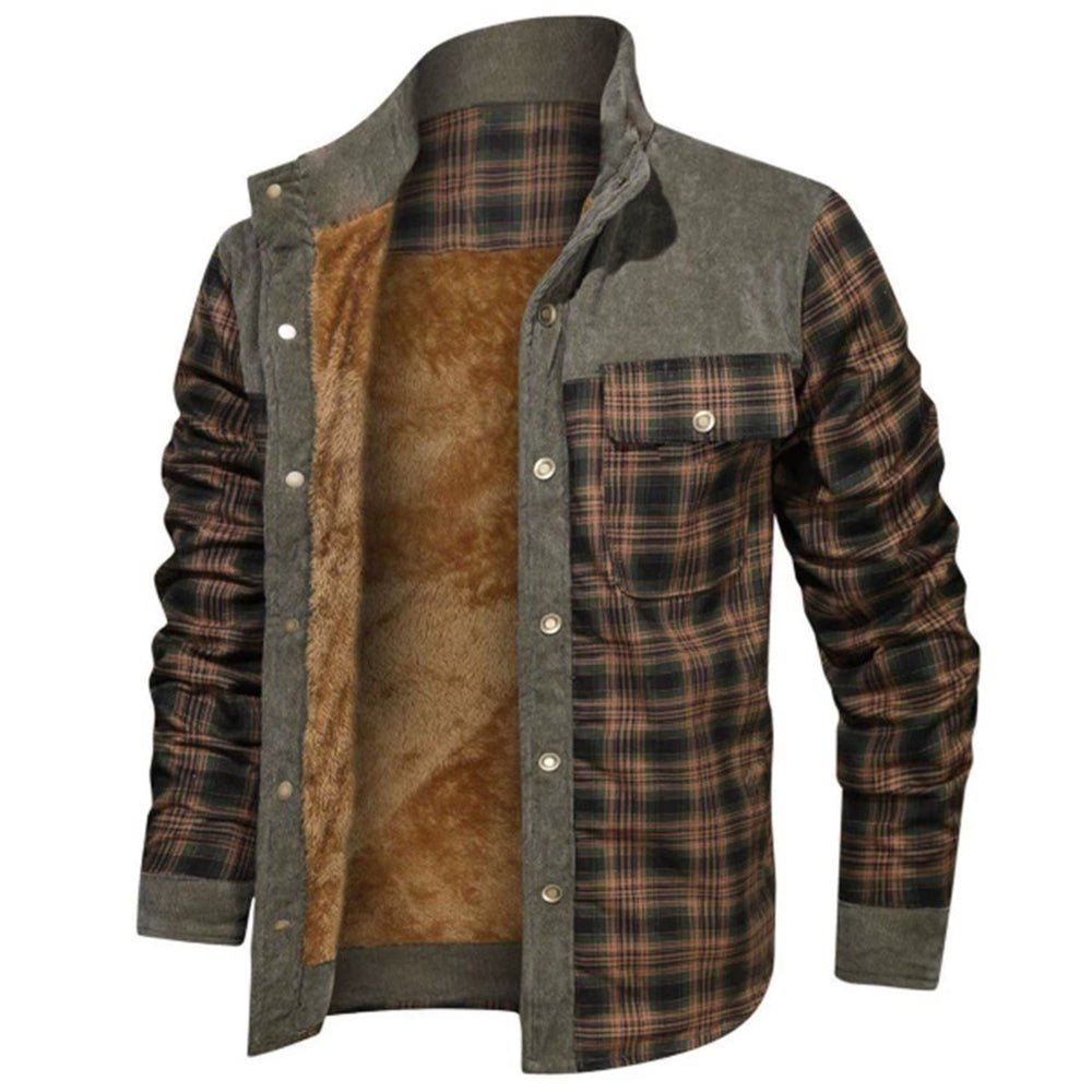 d0e8ee7c6a296cd48b4e6717d32e7873.jpg Men'S Winter Fleece Lined Flannel Plaid Shirt Jacket with Button down Jacket with Hooded Hip-Hop Street Jogging Sports Jacket - Image 1