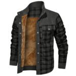 Men'S Winter Fleece Lined Flannel Plaid Shirt Jacket with Button down Jacket with Hooded Hip-Hop Street Jogging Sports Jacket - Image 2