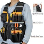 Multi-Pocket Tool Vest with Reflective Strips, Durable Oxford Fabric, Black and Yellow - Image 3